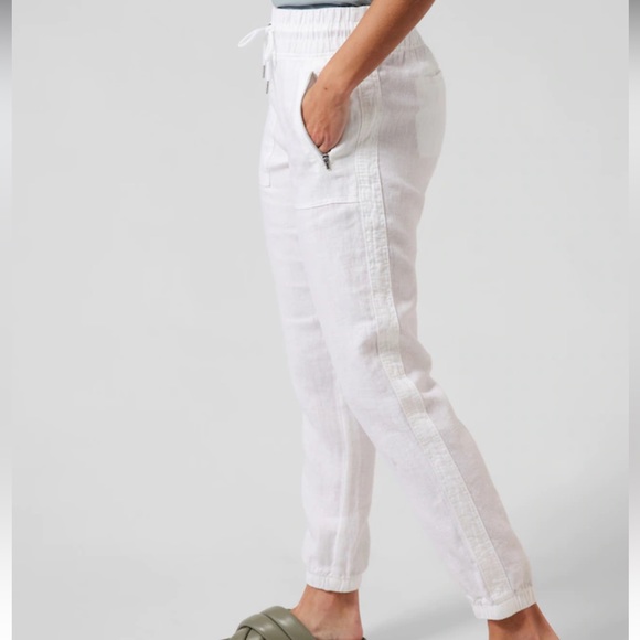 ATHLETA Cabo Linen Jogger in White Calla Lily size 22 with Zippered Pockets - Picture 4 of 16